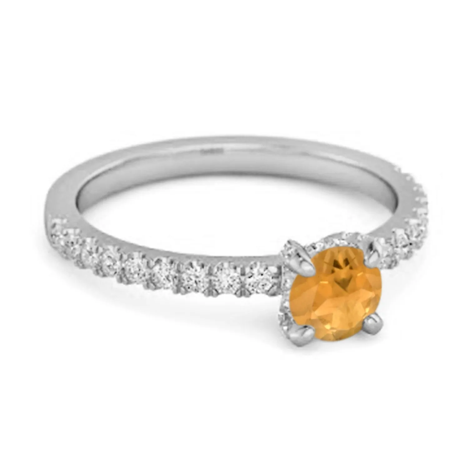 0.10 Ct Citrine 925 Sterling Silver Bridal Ring Engagement Ring