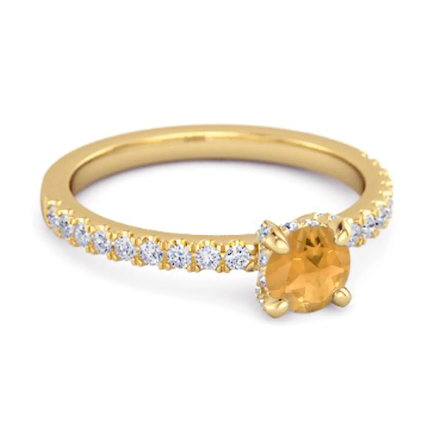 0.10 Ct Citrine 925 Sterling Silver Bridal Ring Engagement Ring