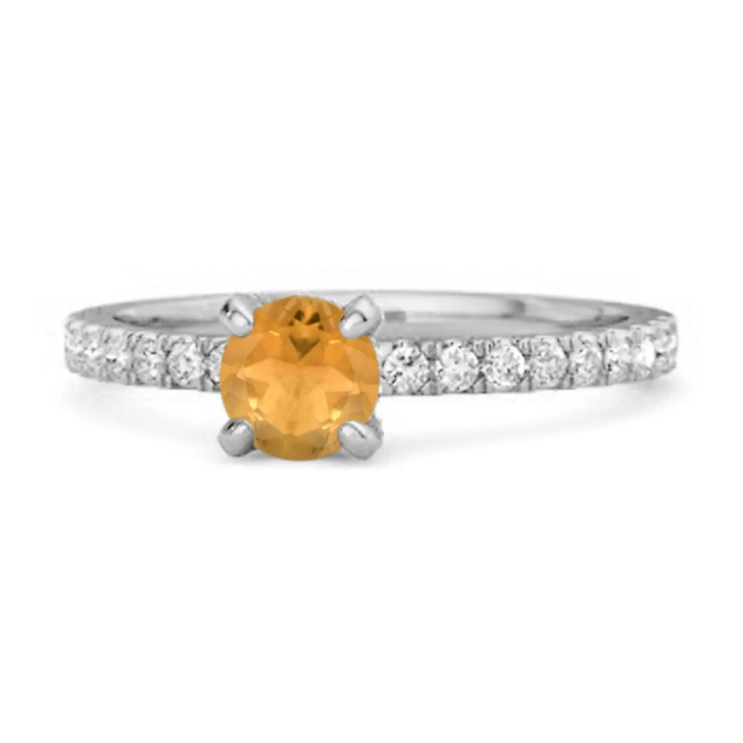0.10 Ct Citrine 925 Sterling Silver Bridal Ring Engagement Ring