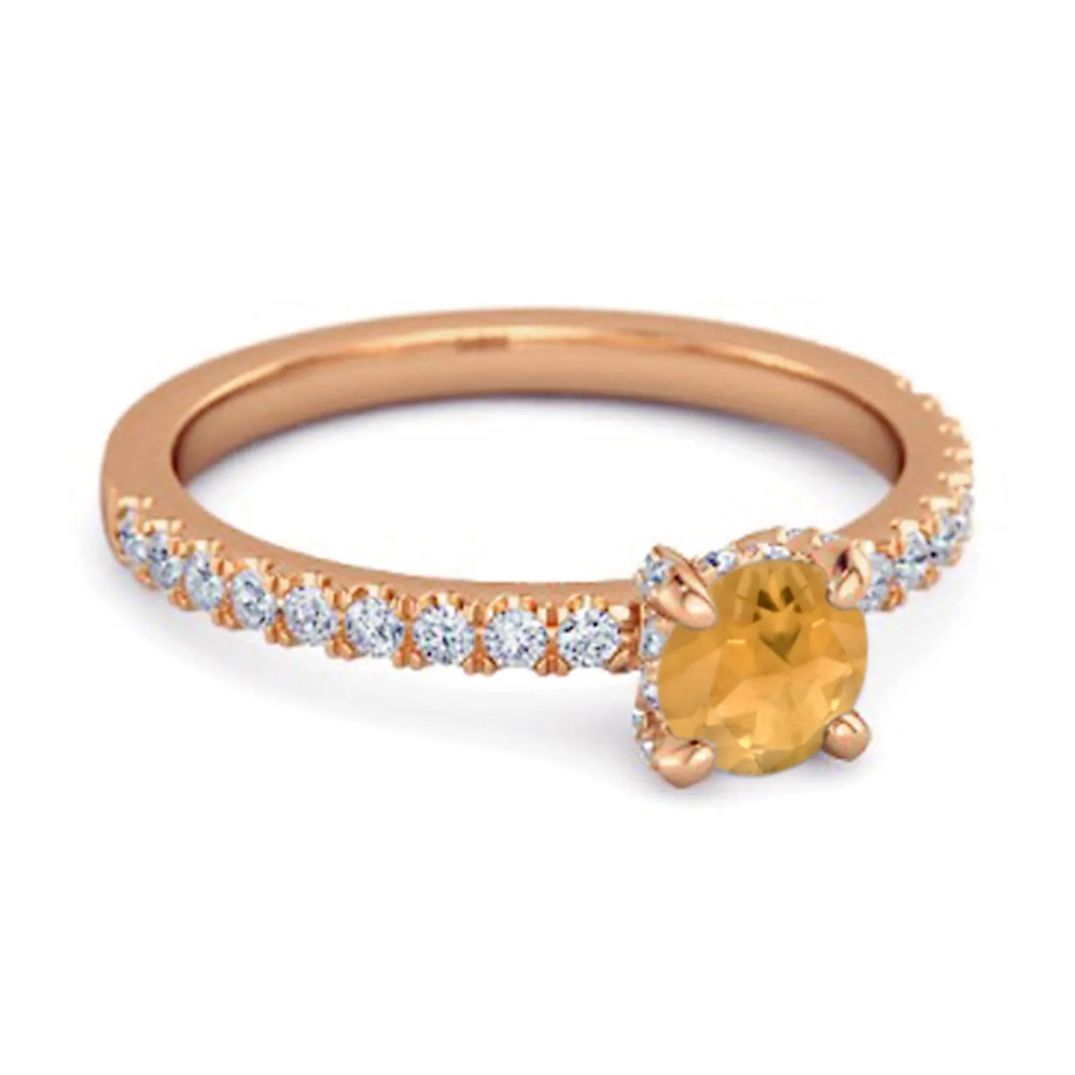 0.10 Ct Citrine 925 Sterling Silver Bridal Ring Engagement Ring