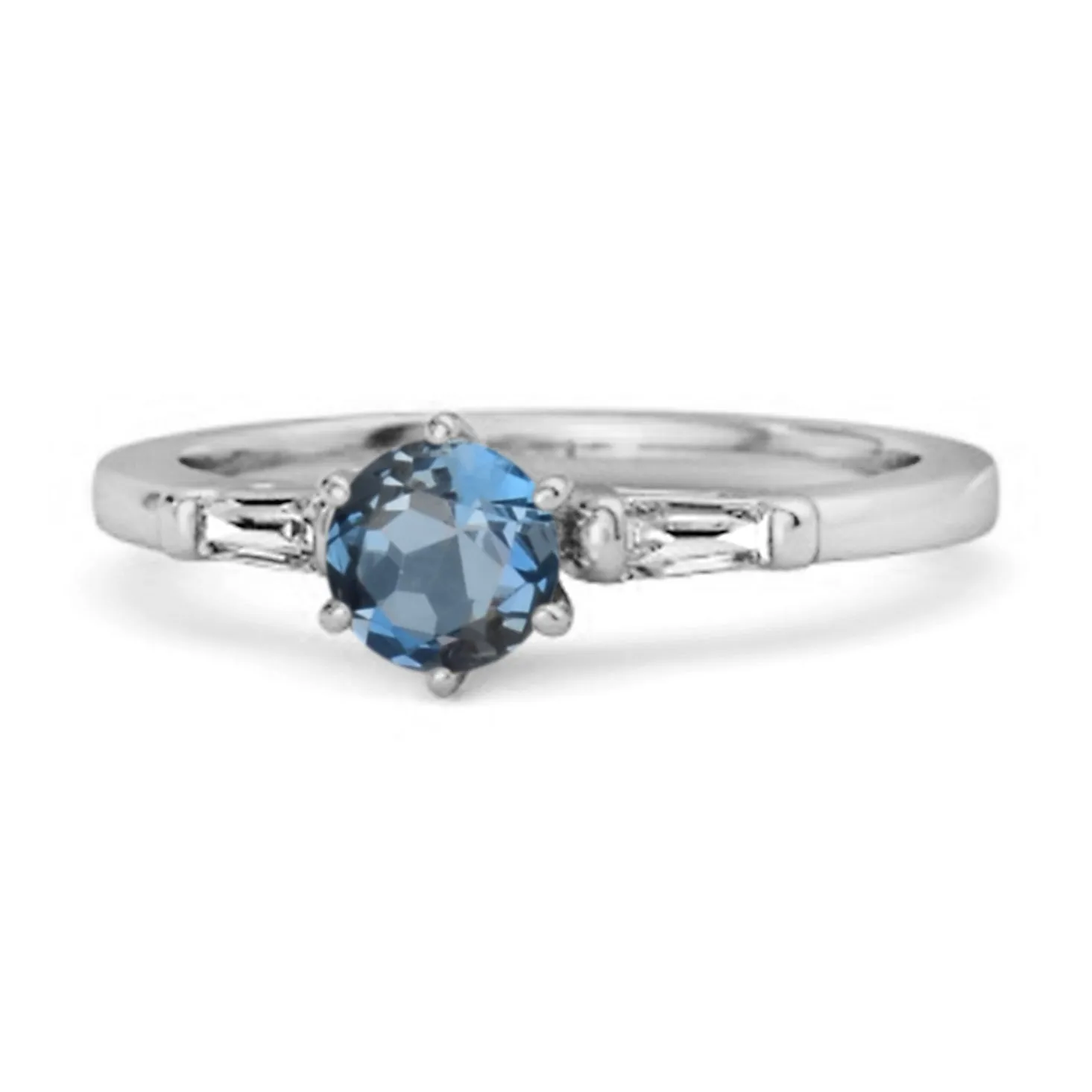 0.10 Ct London Blue Topaz 925 Sterling Silver Solitaire Anniversary Ring