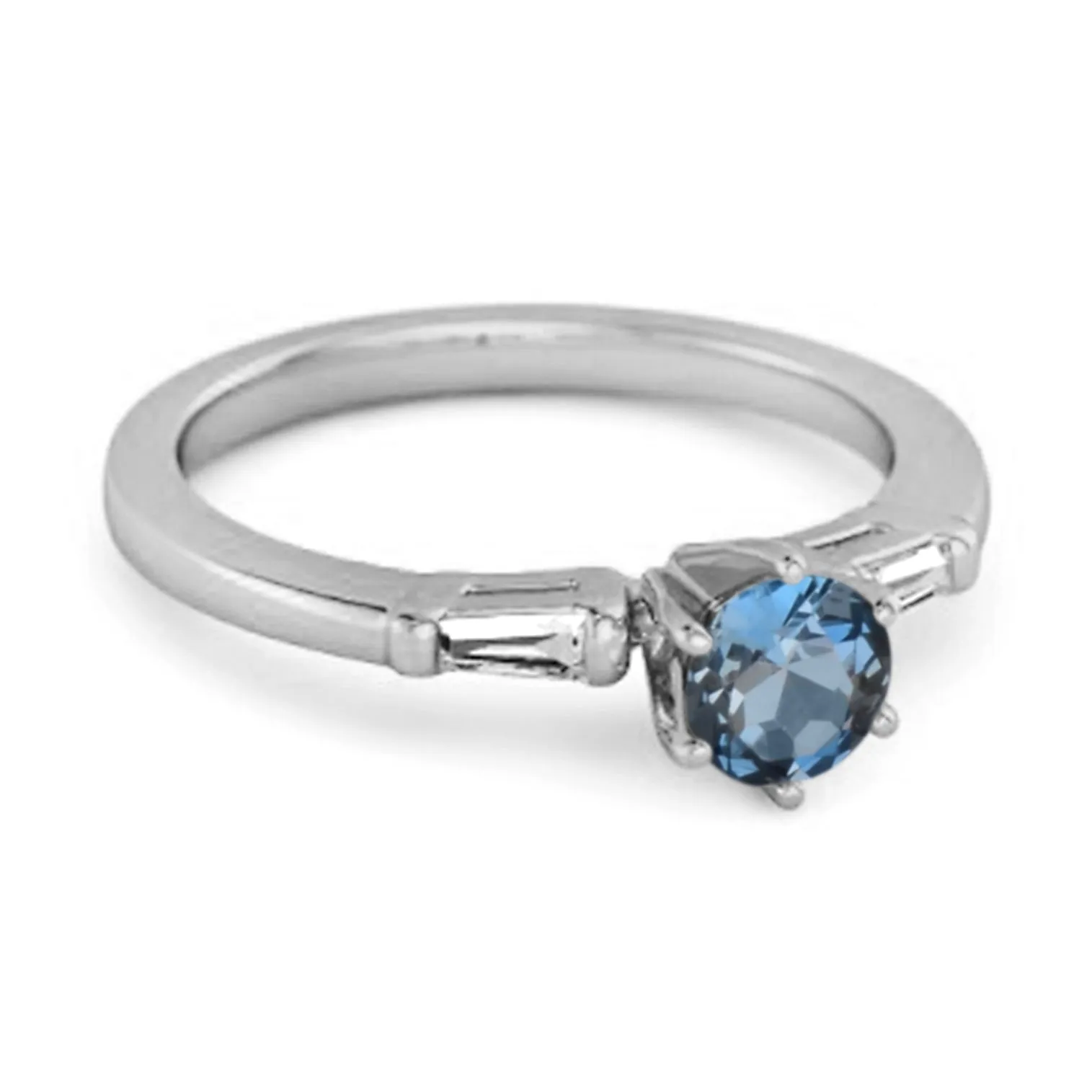 0.10 Ct London Blue Topaz 925 Sterling Silver Solitaire Anniversary Ring