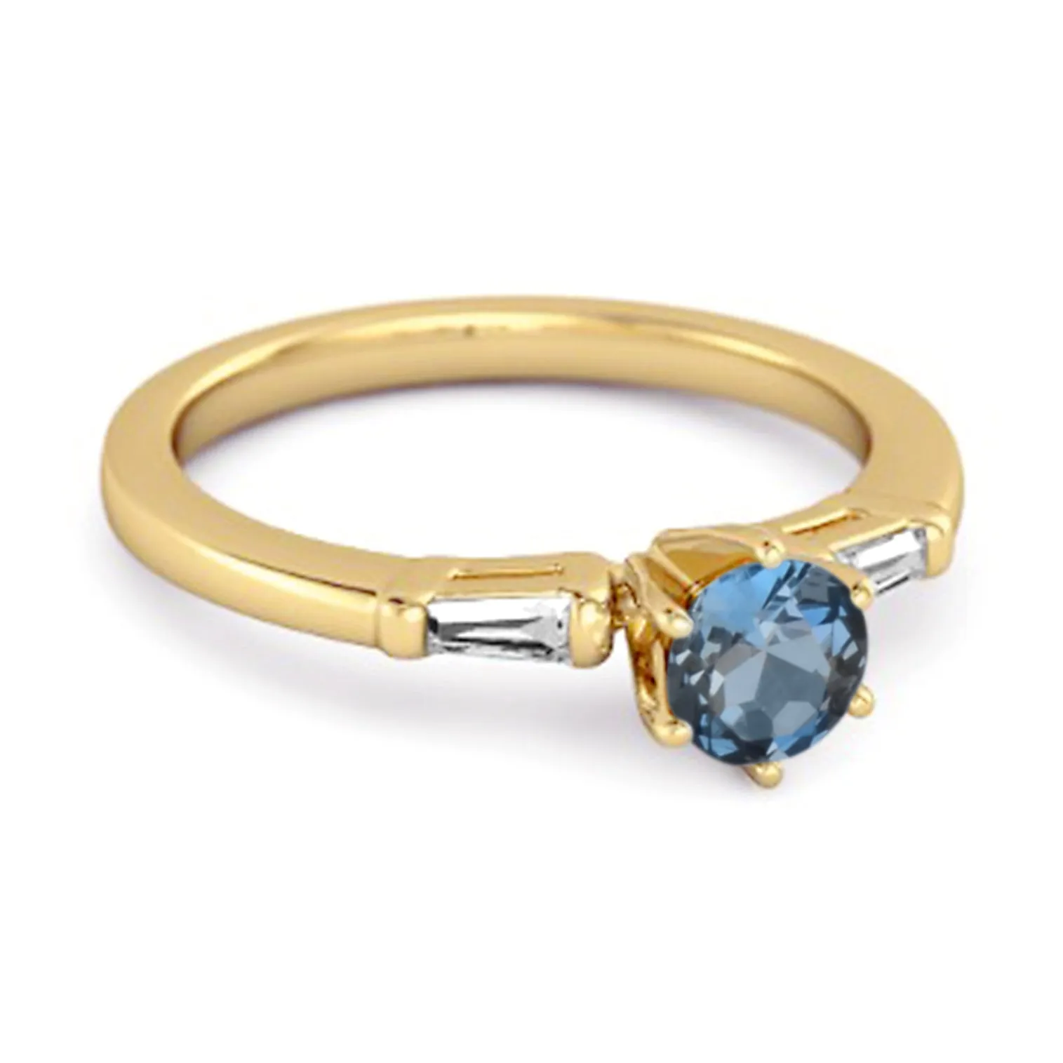 0.10 Ct London Blue Topaz 925 Sterling Silver Solitaire Anniversary Ring
