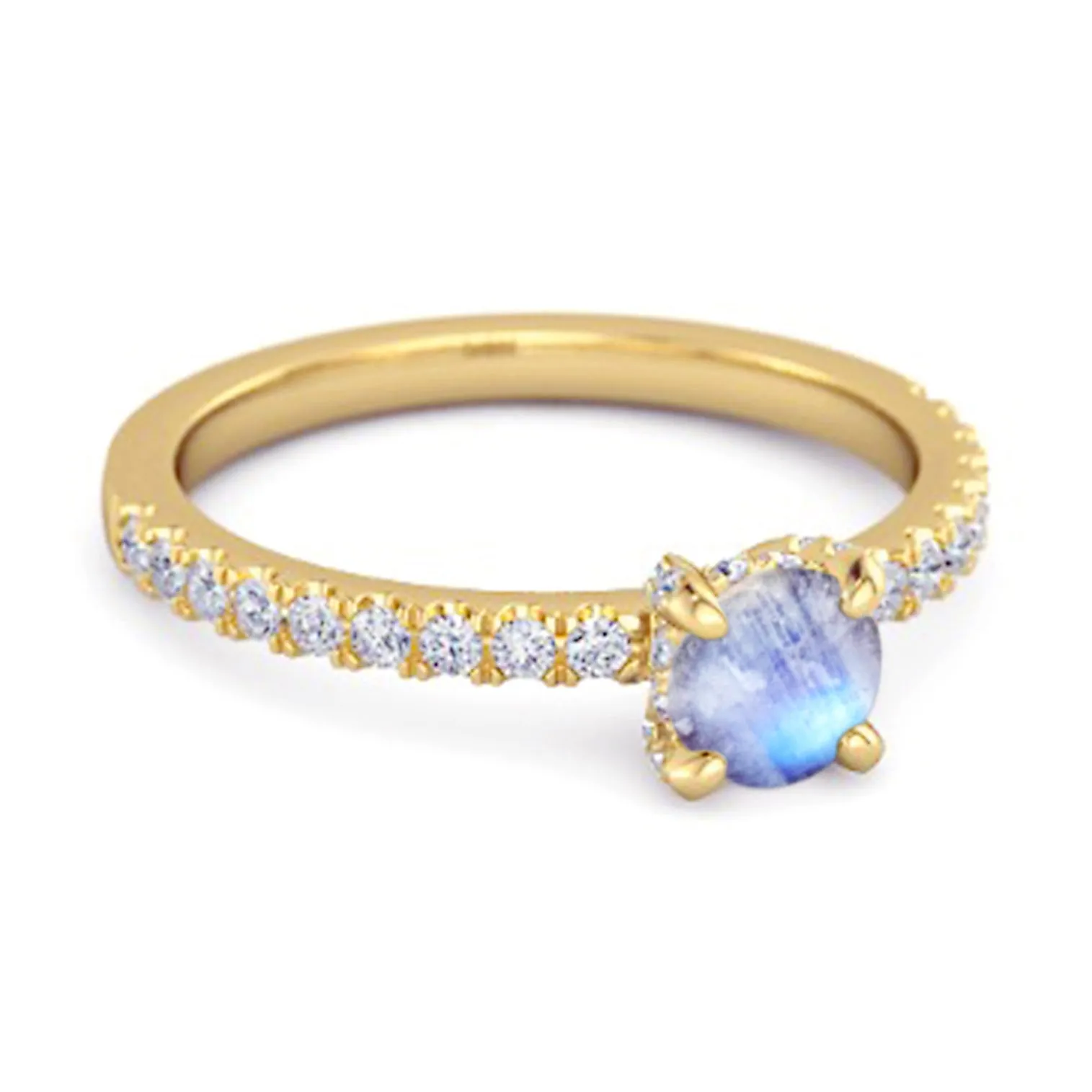 0.10 Ct Moonstone 925 Sterling Silver Bridal Ring Engagement Ring