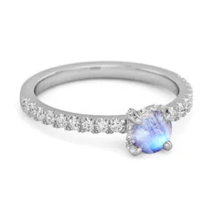 0.10 Ct Moonstone 925 Sterling Silver Bridal Ring Engagement Ring
