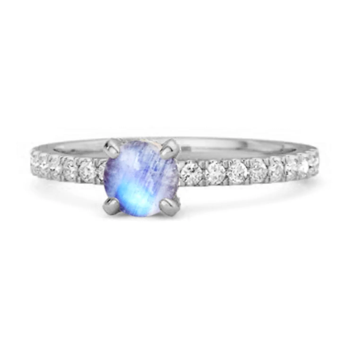 0.10 Ct Moonstone 925 Sterling Silver Bridal Ring Engagement Ring