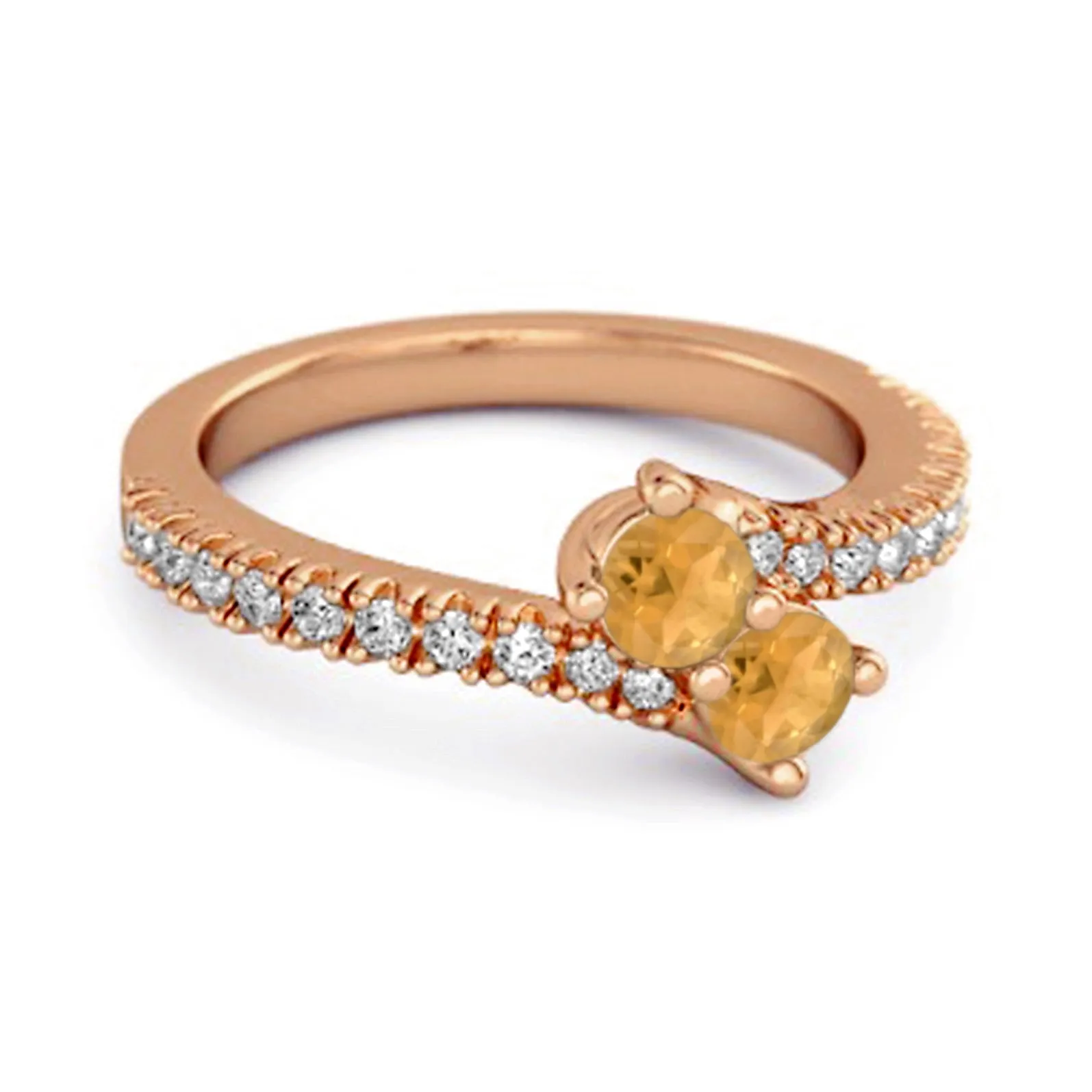 0.10 Ctw Citrine 925 Sterling Silver Split Shank Embrace Ring