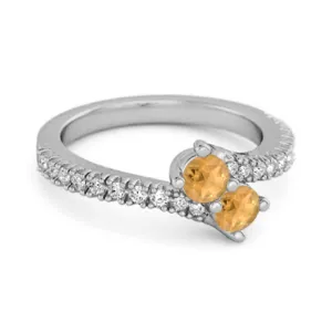0.10 Ctw Citrine 925 Sterling Silver Split Shank Embrace Ring