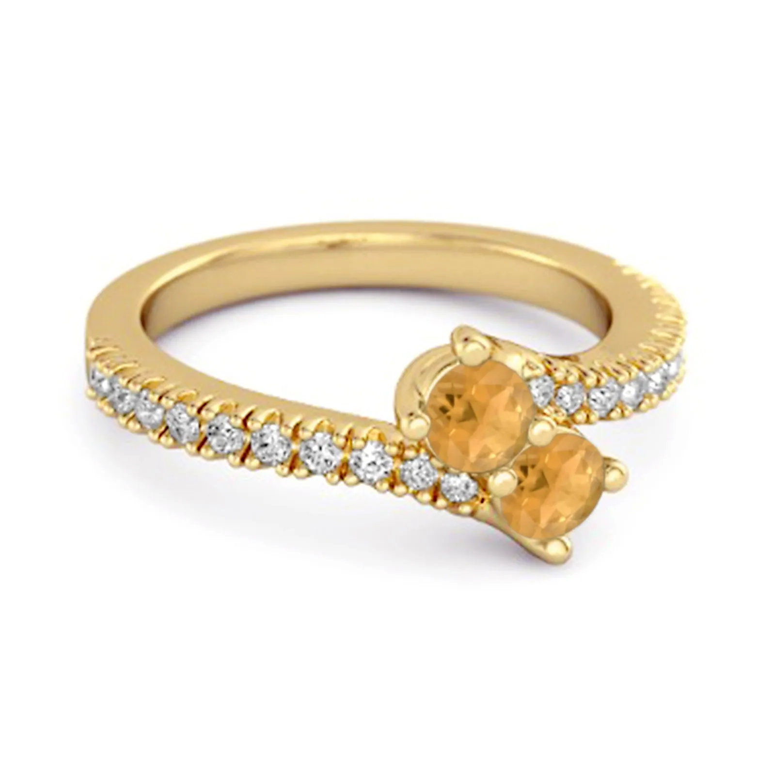 0.10 Ctw Citrine 925 Sterling Silver Split Shank Embrace Ring