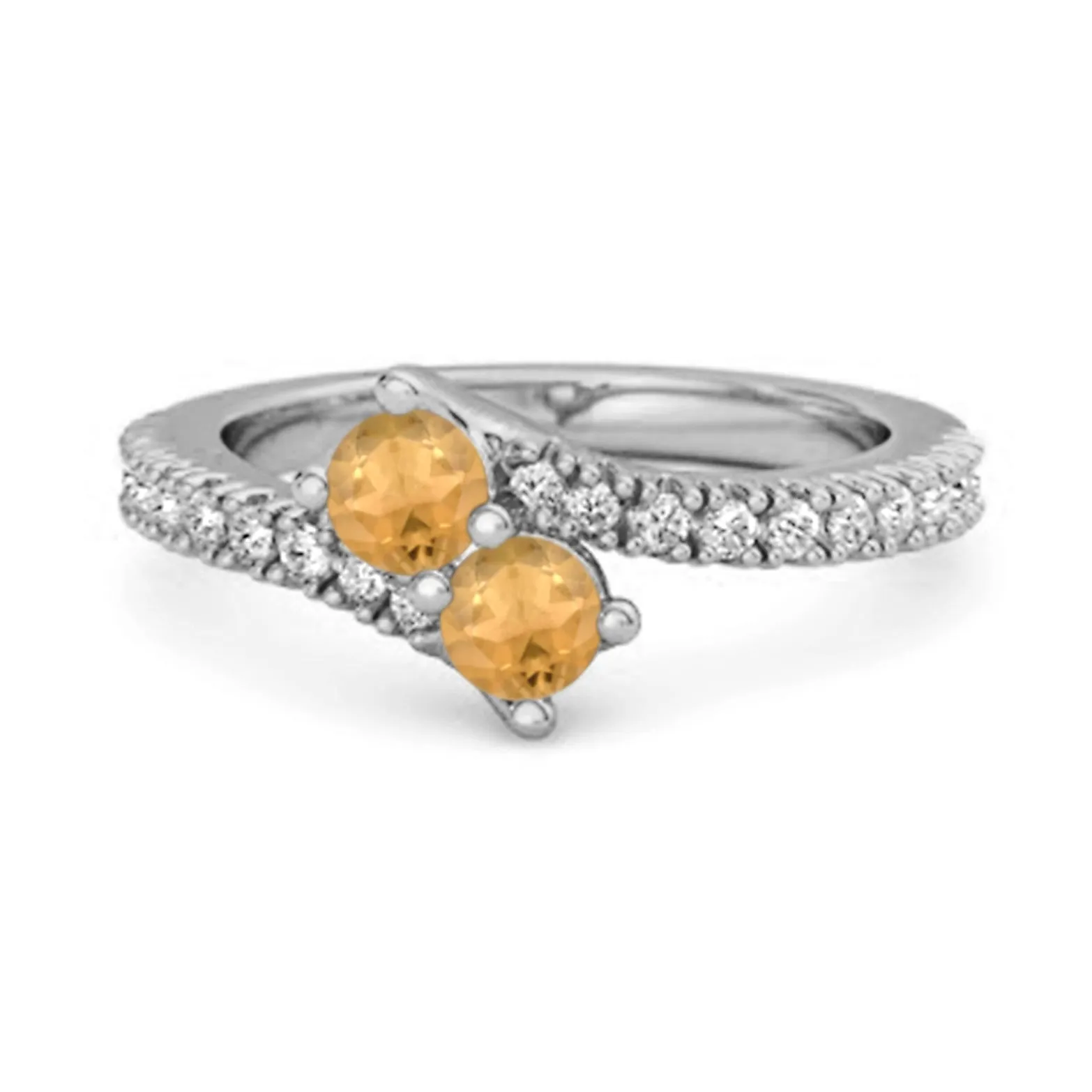 0.10 Ctw Citrine 925 Sterling Silver Split Shank Embrace Ring