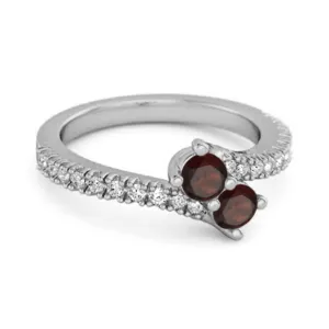0.10 Ctw Garnet 925 Sterling Silver Split Shank Embrace Ring