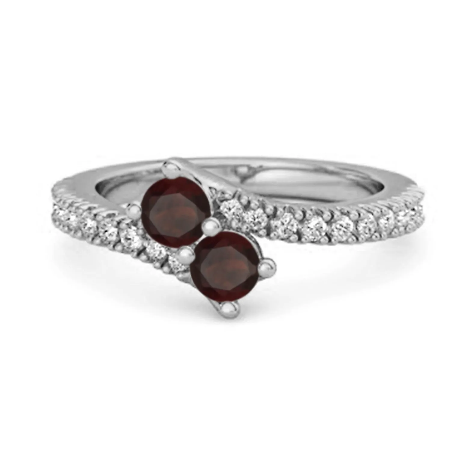 0.10 Ctw Garnet 925 Sterling Silver Split Shank Embrace Ring