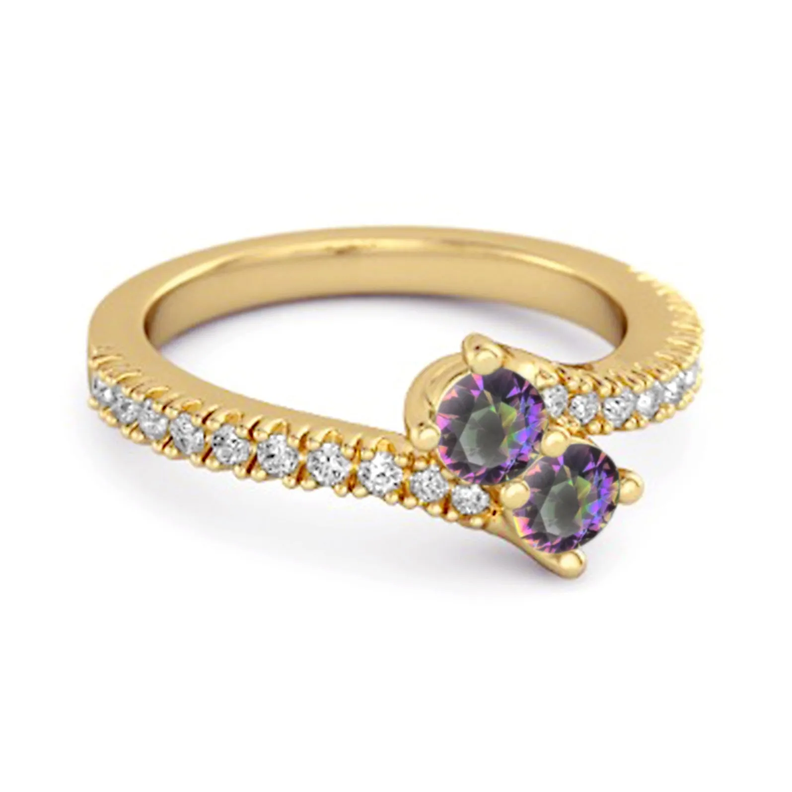 0.10 Ctw Mystic Topaz 925 Sterling Silver Split Shank Embrace Ring