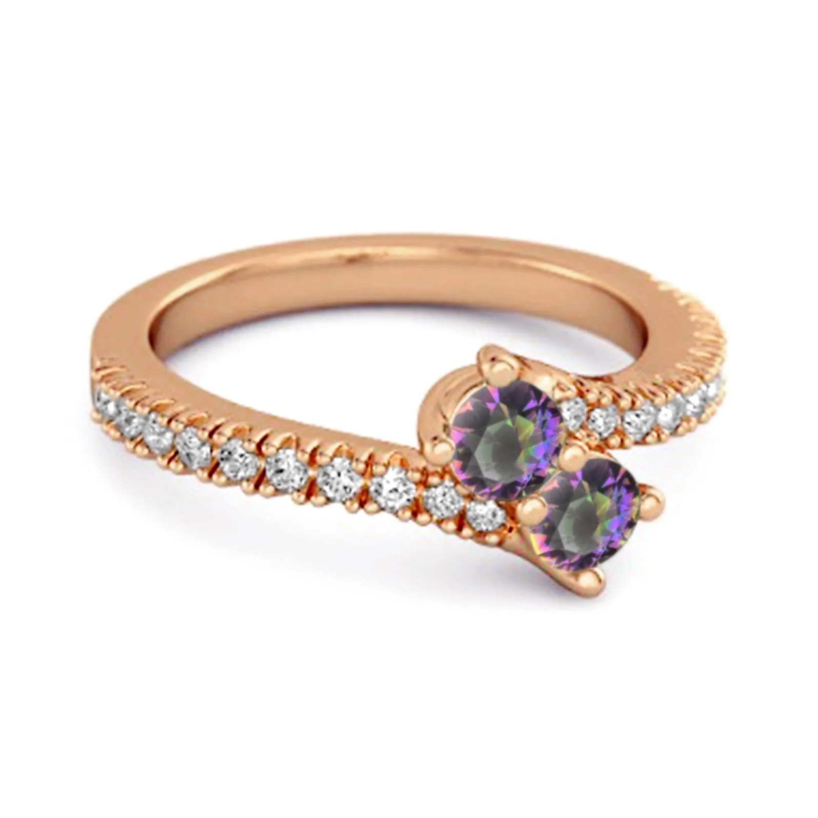 0.10 Ctw Mystic Topaz 925 Sterling Silver Split Shank Embrace Ring