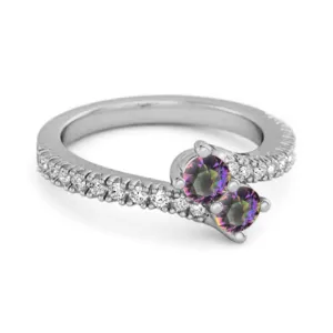 0.10 Ctw Mystic Topaz 925 Sterling Silver Split Shank Embrace Ring