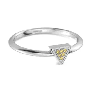 0.12Ct Lemon Quartz Love & Pride 925 Sterling Silver Stacking Ring