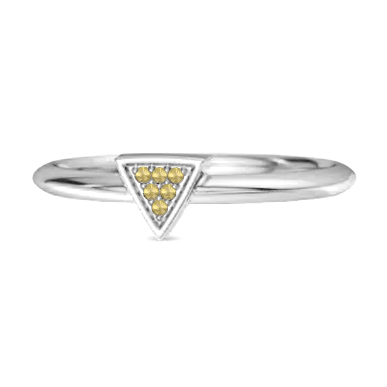 0.12Ct Lemon Quartz Love & Pride 925 Sterling Silver Stacking Ring