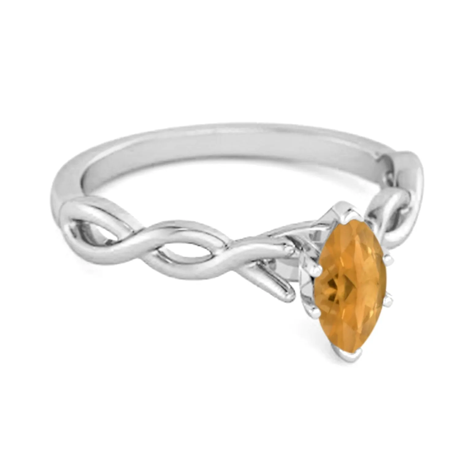 0.25 Ct Citrine 925 Silver January Birthstone Engagement Ring