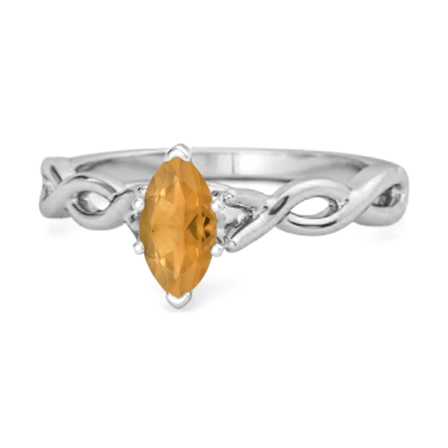 0.25 Ct Citrine 925 Silver January Birthstone Engagement Ring