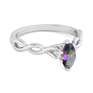 0.25 Ct Mystic Topaz 925 Silver January Birthstone Engagement Ring
