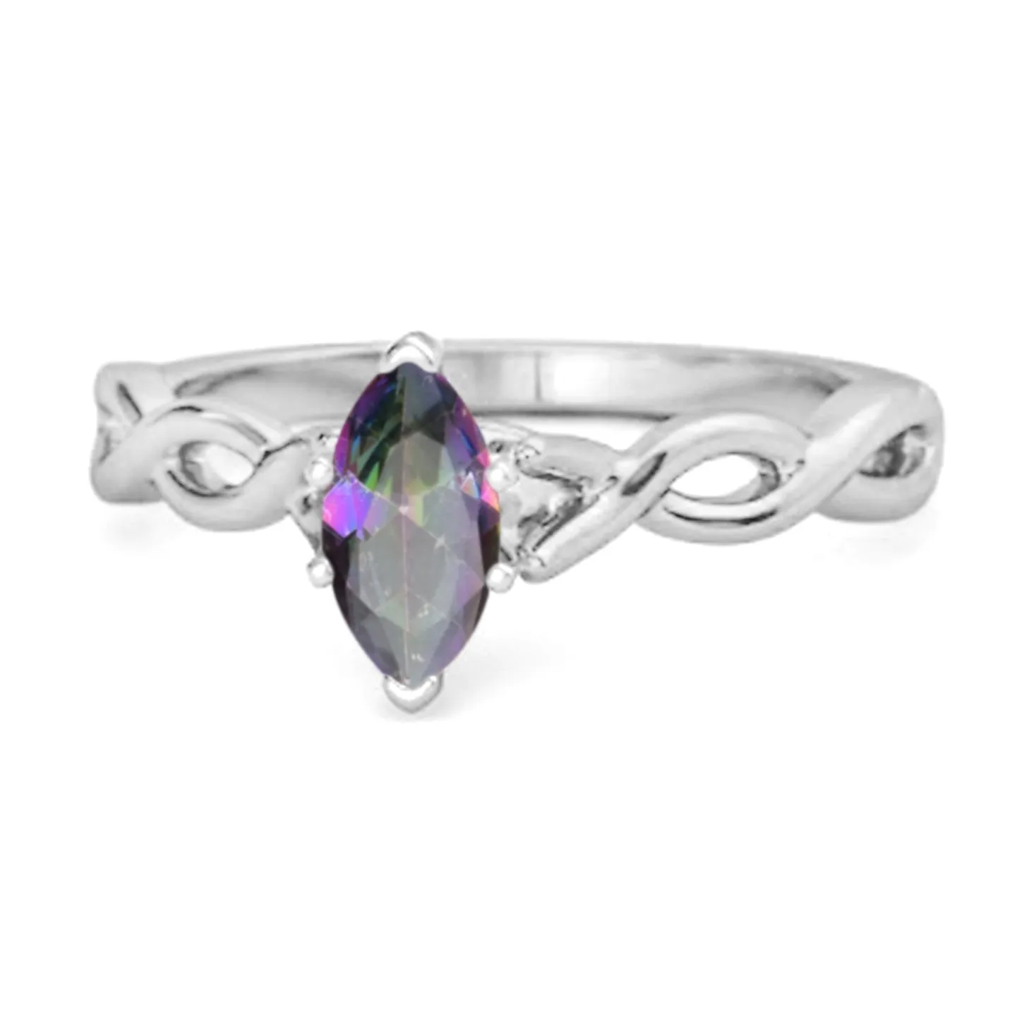 0.25 Ct Mystic Topaz 925 Silver January Birthstone Engagement Ring