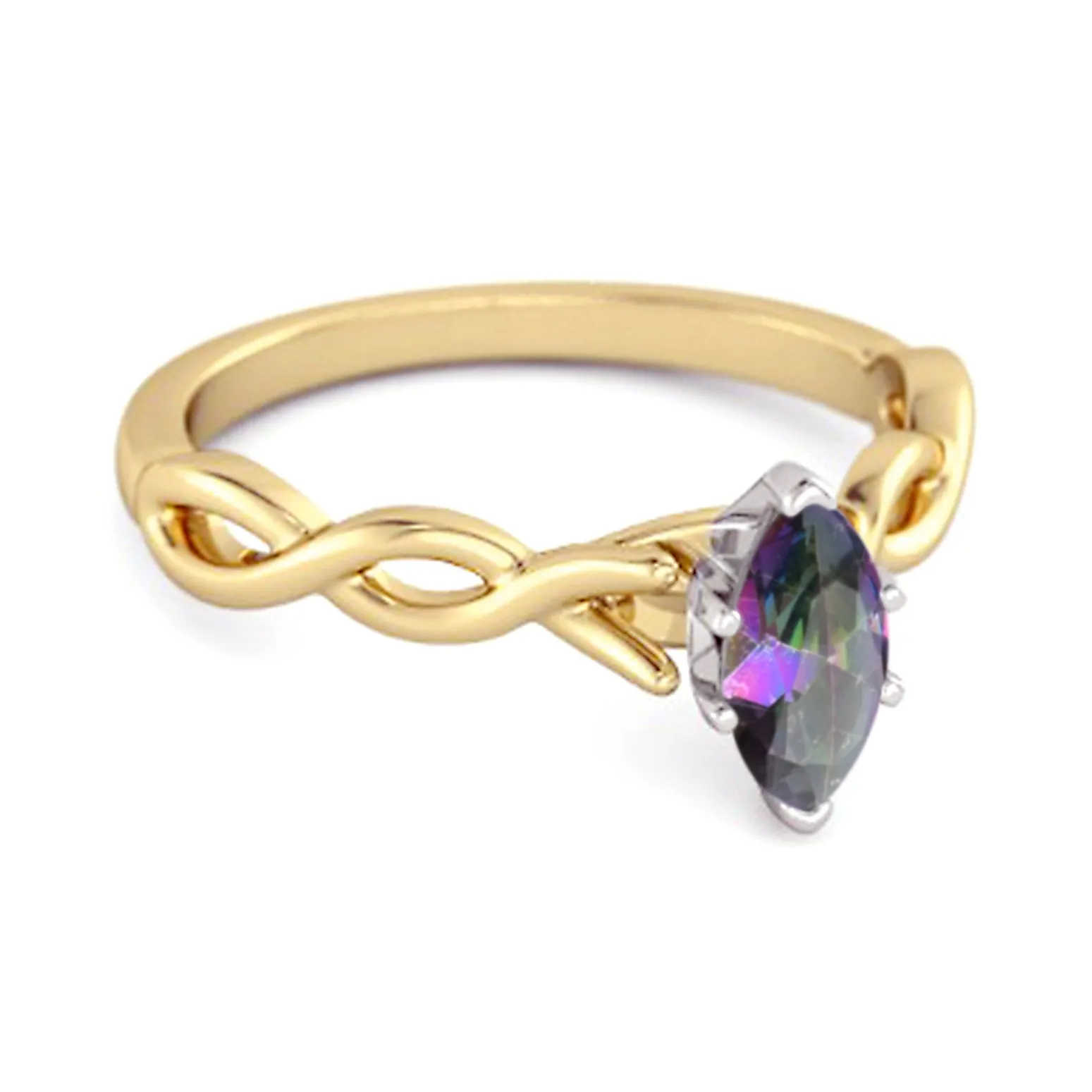 0.25 Ct Mystic Topaz 925 Silver January Birthstone Engagement Ring