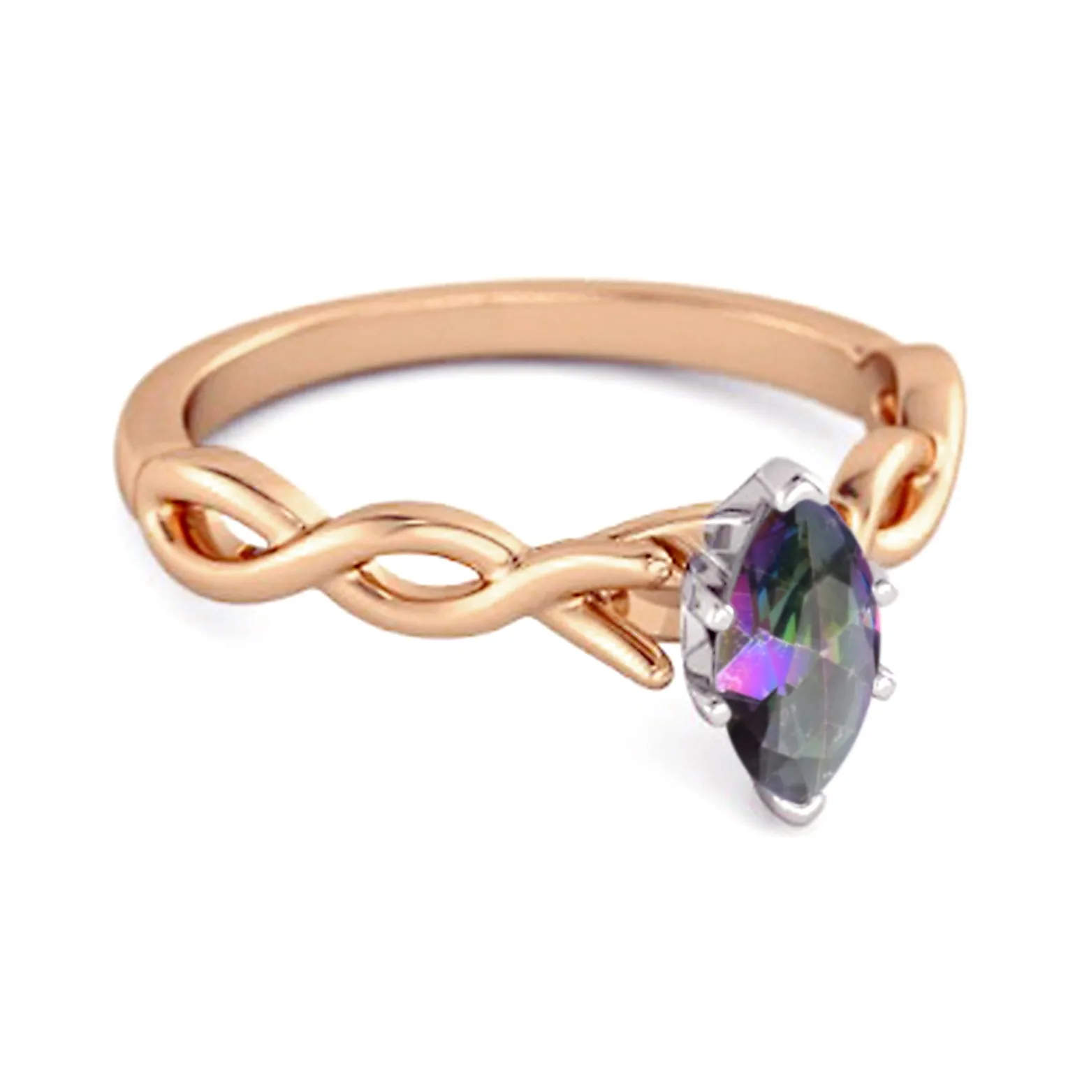0.25 Ct Mystic Topaz 925 Silver January Birthstone Engagement Ring