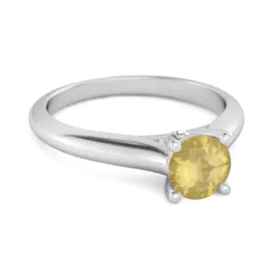 0.25 Ctw Lemon Quartz Solitaire 925 Silver Delaney Ring