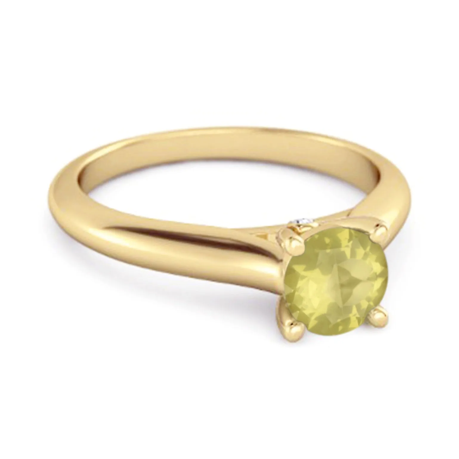 0.25 Ctw Lemon Quartz Solitaire 925 Silver Delaney Ring