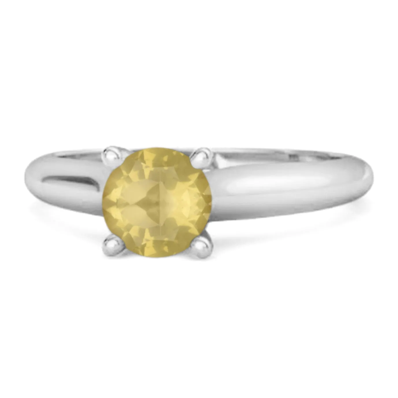 0.25 Ctw Lemon Quartz Solitaire 925 Silver Delaney Ring