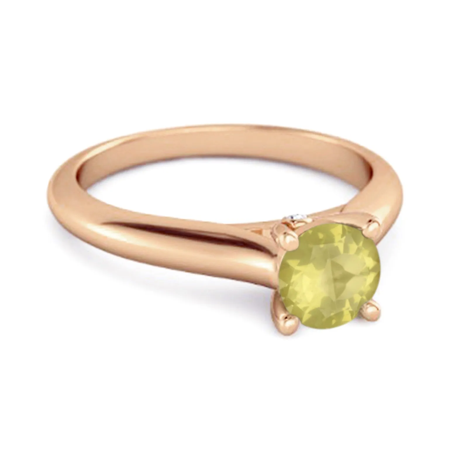 0.25 Ctw Lemon Quartz Solitaire 925 Silver Delaney Ring