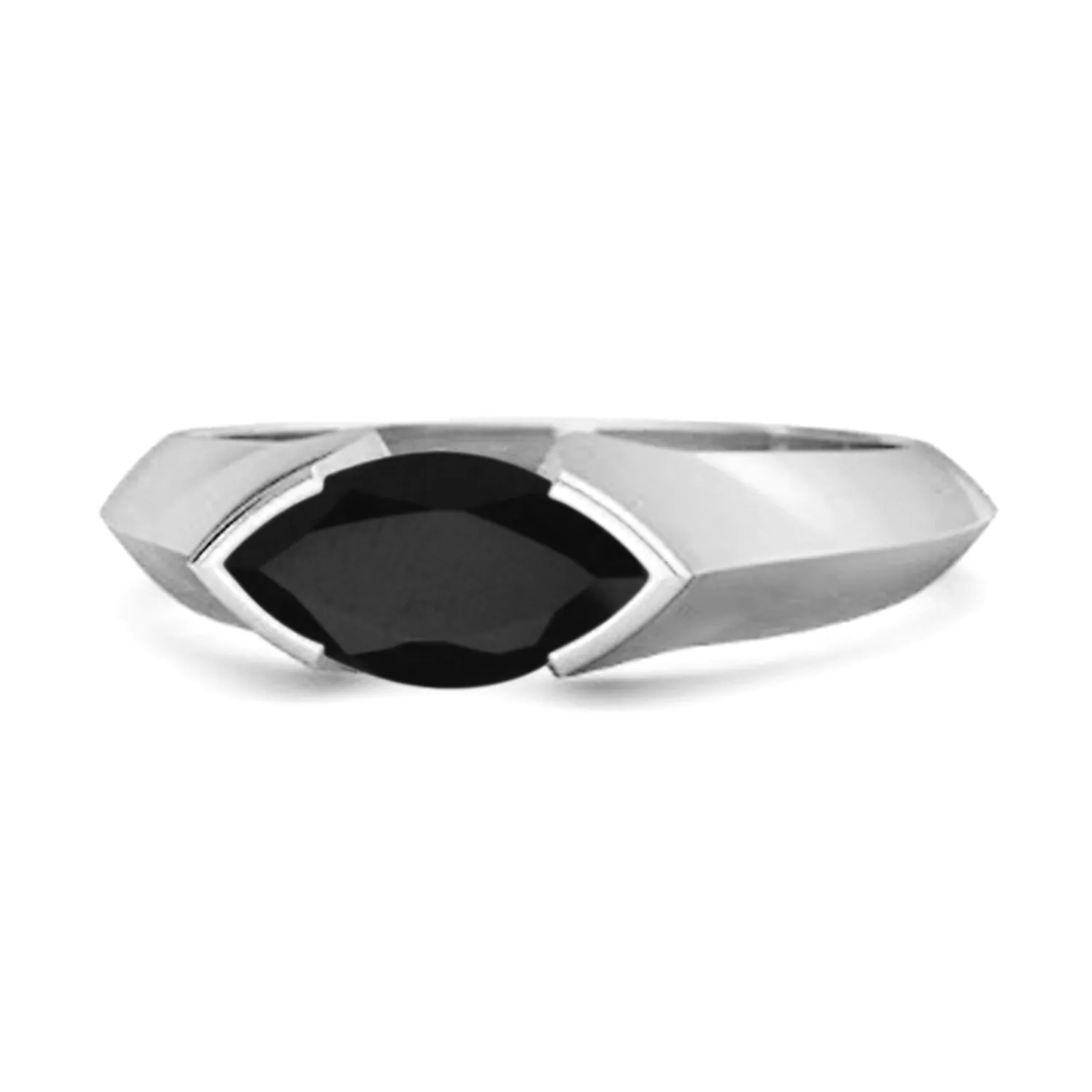 0.25 Ctw Marquise Black Spinel 925 Sterling Silver Engagement Ring