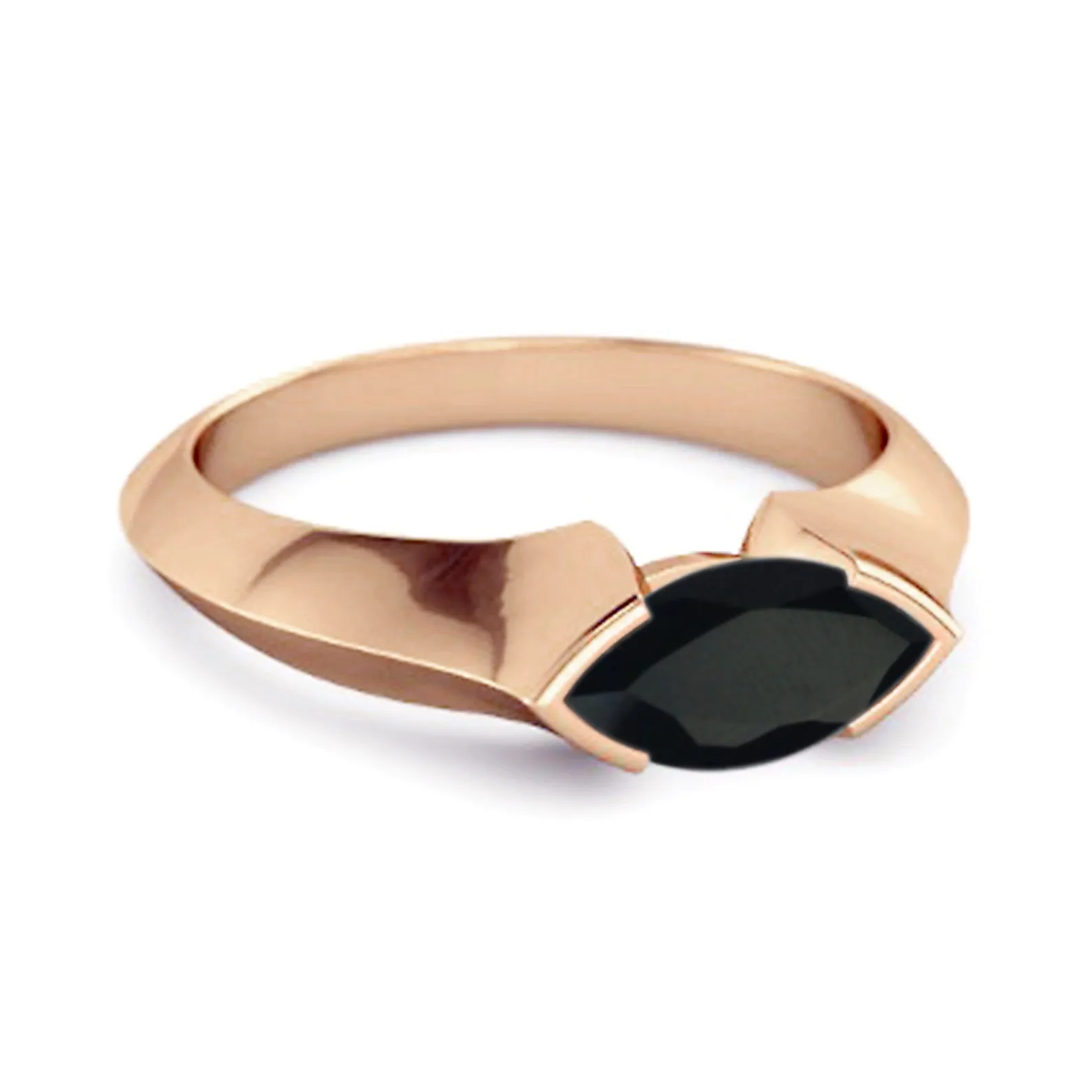 0.25 Ctw Marquise Black Spinel 925 Sterling Silver Engagement Ring