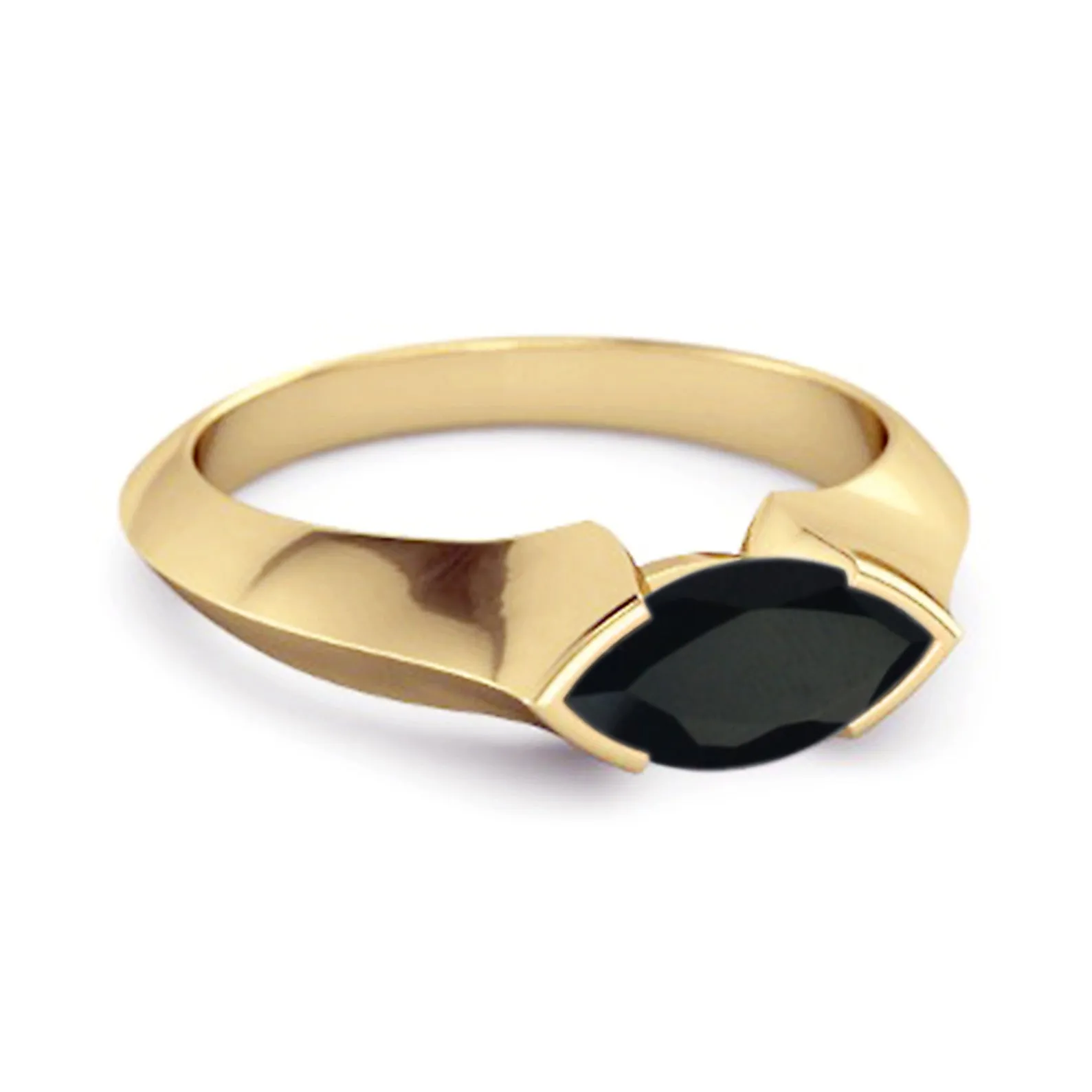 0.25 Ctw Marquise Black Spinel 925 Sterling Silver Engagement Ring