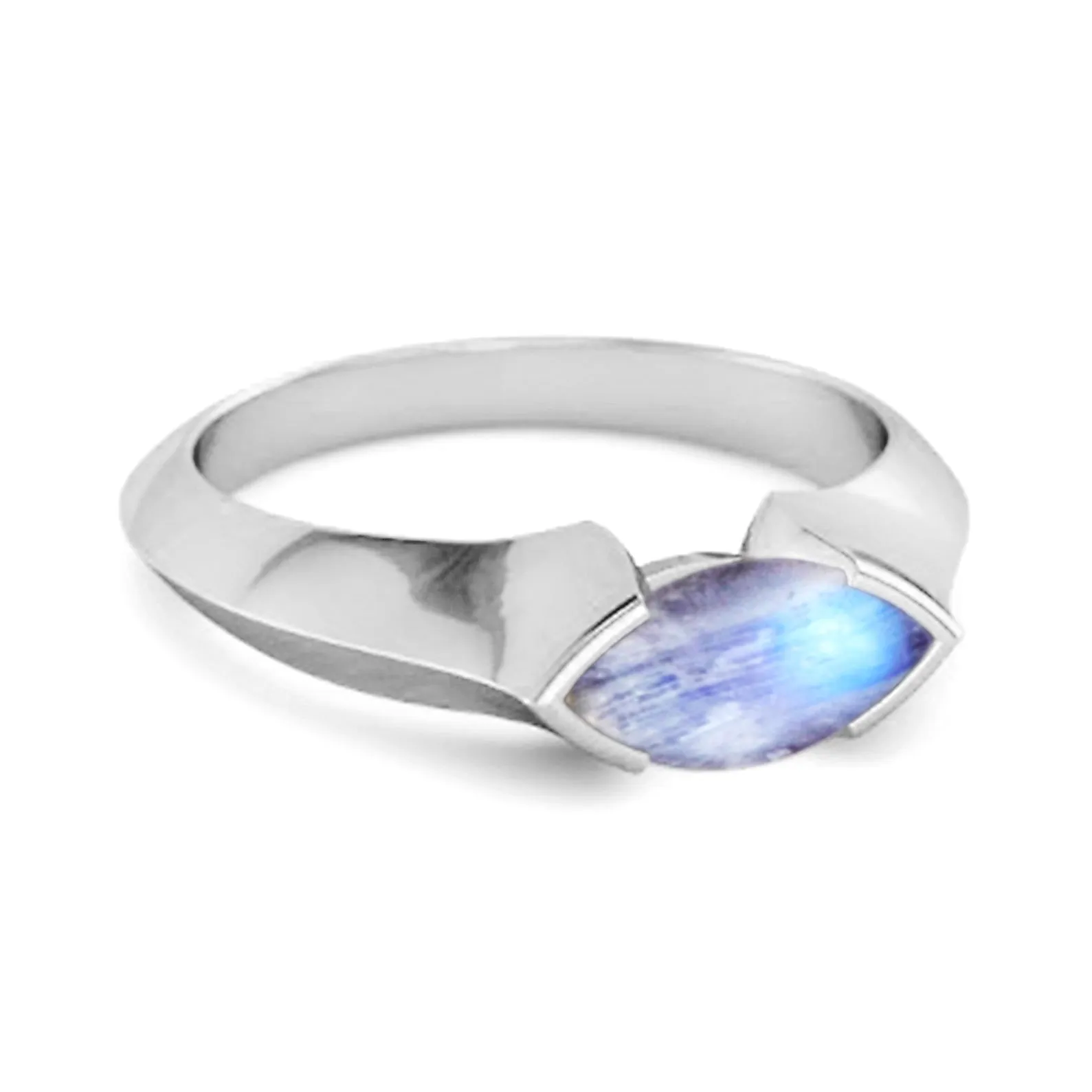 0.25 Ctw Marquise Moonstone 925 Sterling Silver Engagement Ring