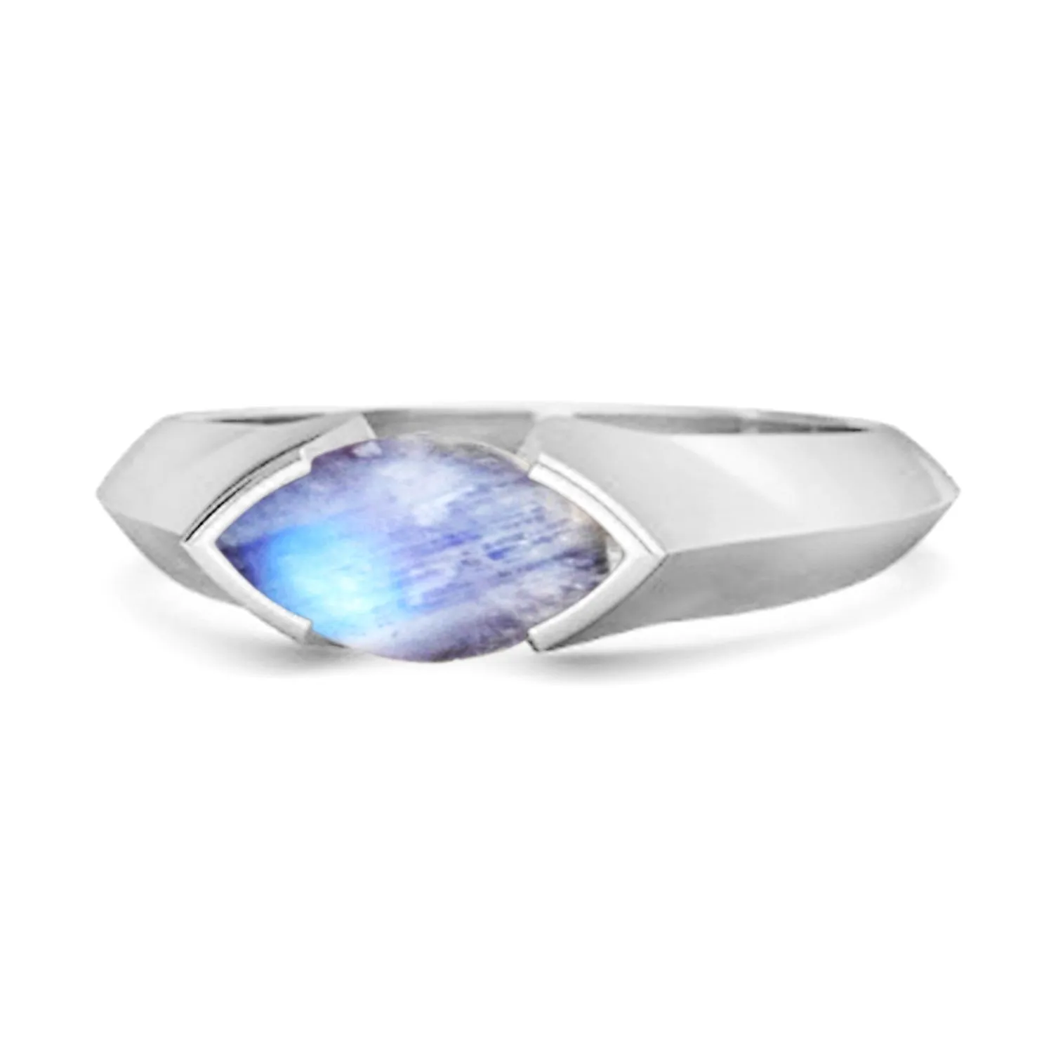 0.25 Ctw Marquise Moonstone 925 Sterling Silver Engagement Ring