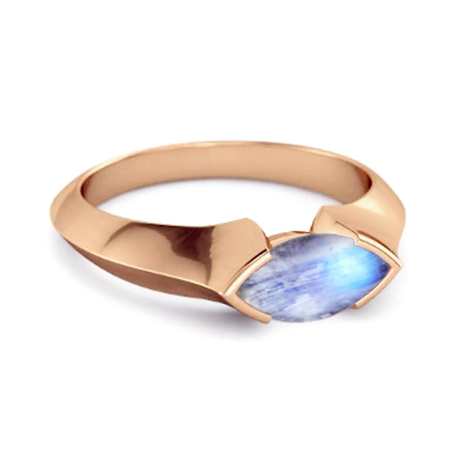 0.25 Ctw Marquise Moonstone 925 Sterling Silver Engagement Ring