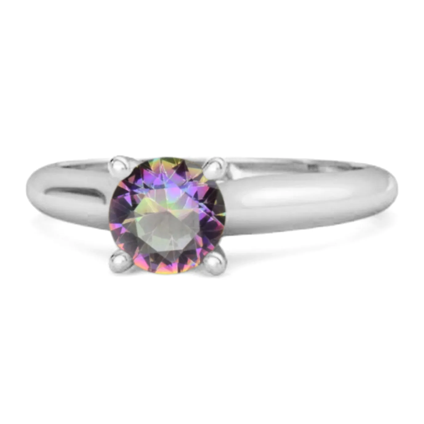 0.25 Ctw Mystic Topaz Solitaire 925 Silver Delaney Ring