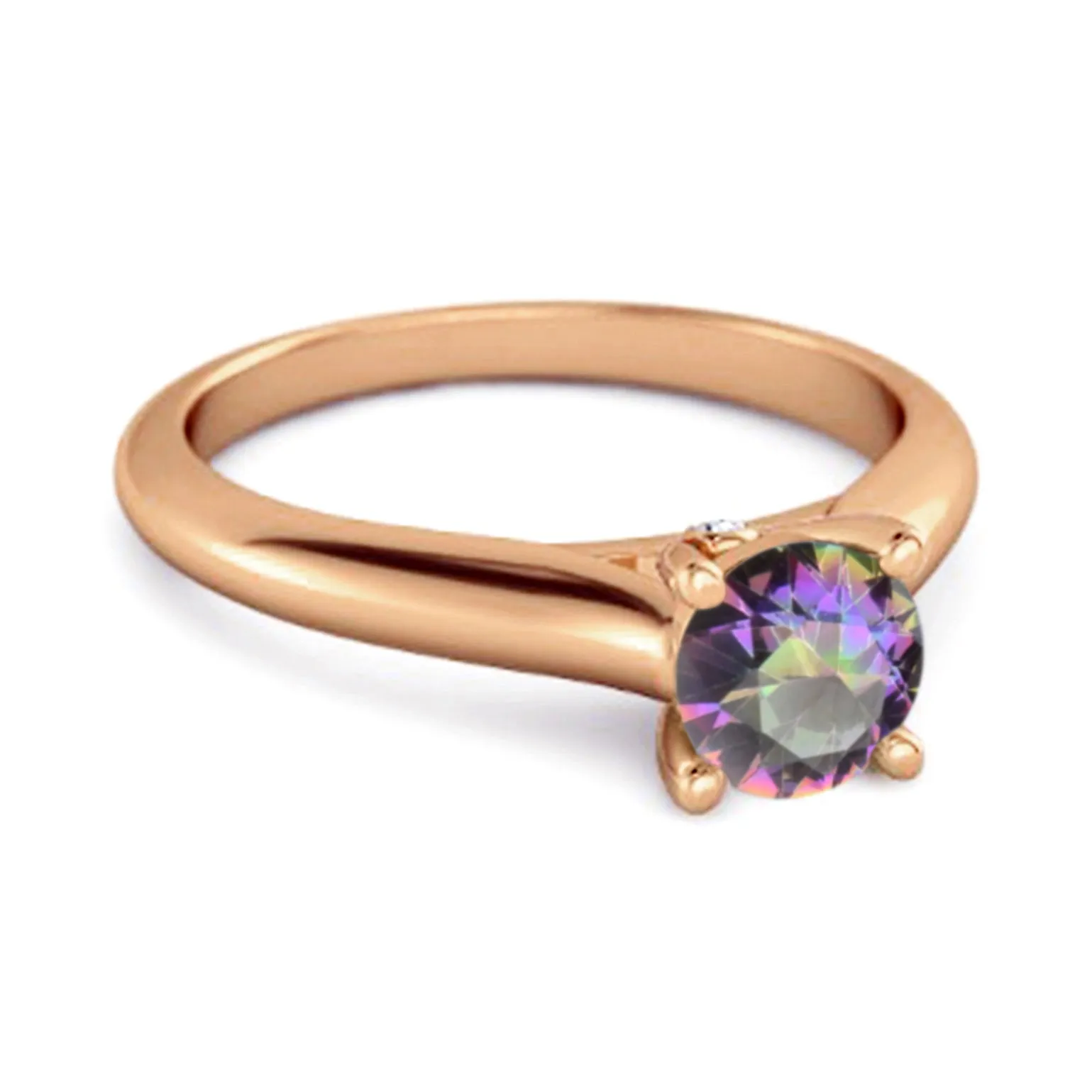 0.25 Ctw Mystic Topaz Solitaire 925 Silver Delaney Ring