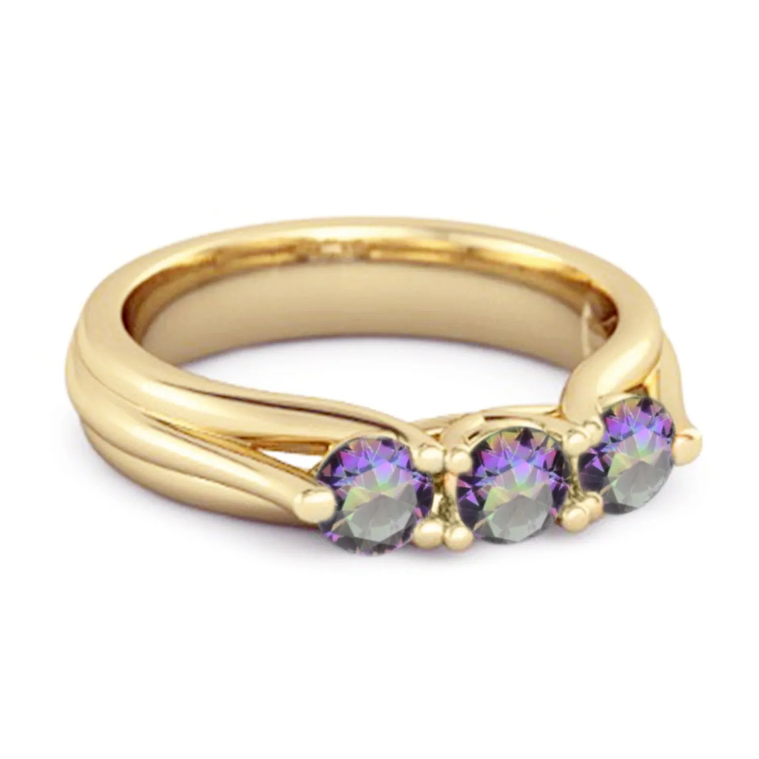 0.30 Ct Mystic Topaz Three-Stone Harmony 925 Silver Promise Ring