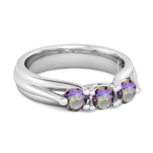 0.30 Ct Mystic Topaz Three-Stone Harmony 925 Silver Promise Ring
