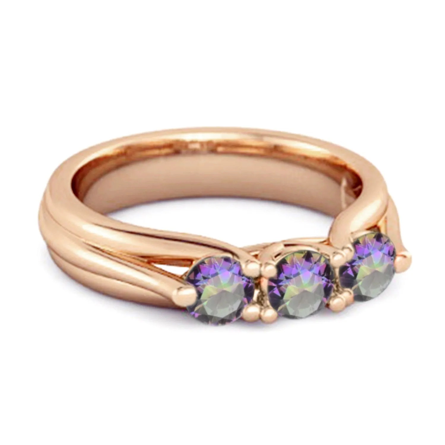 0.30 Ct Mystic Topaz Three-Stone Harmony 925 Silver Promise Ring