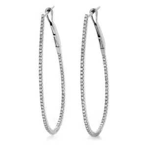 0.36ct In And Out Diamond Hoop Earrings In 18k White Gold