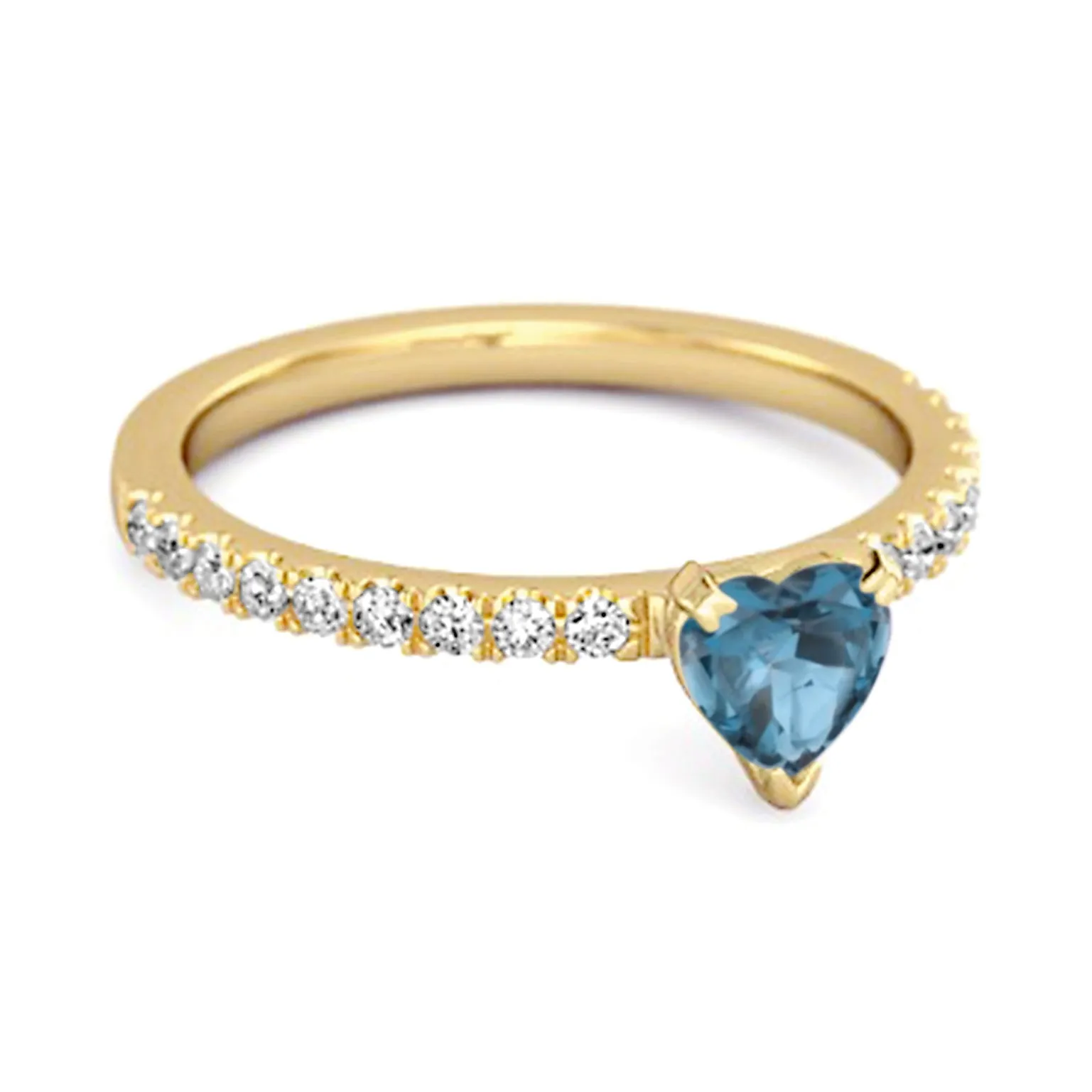0.50 Cts London Blue Topaz 925 Sterling Silver Heart Ring Unique Lovers Ring