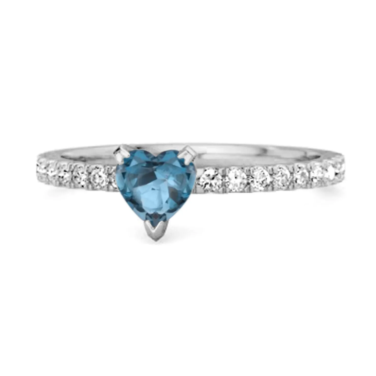 0.50 Cts London Blue Topaz 925 Sterling Silver Heart Ring Unique Lovers Ring