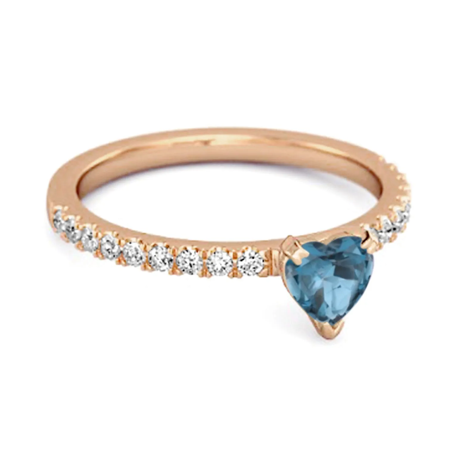 0.50 Cts London Blue Topaz 925 Sterling Silver Heart Ring Unique Lovers Ring