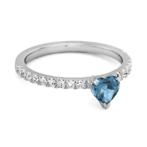 0.50 Cts London Blue Topaz 925 Sterling Silver Heart Ring Unique Lovers Ring