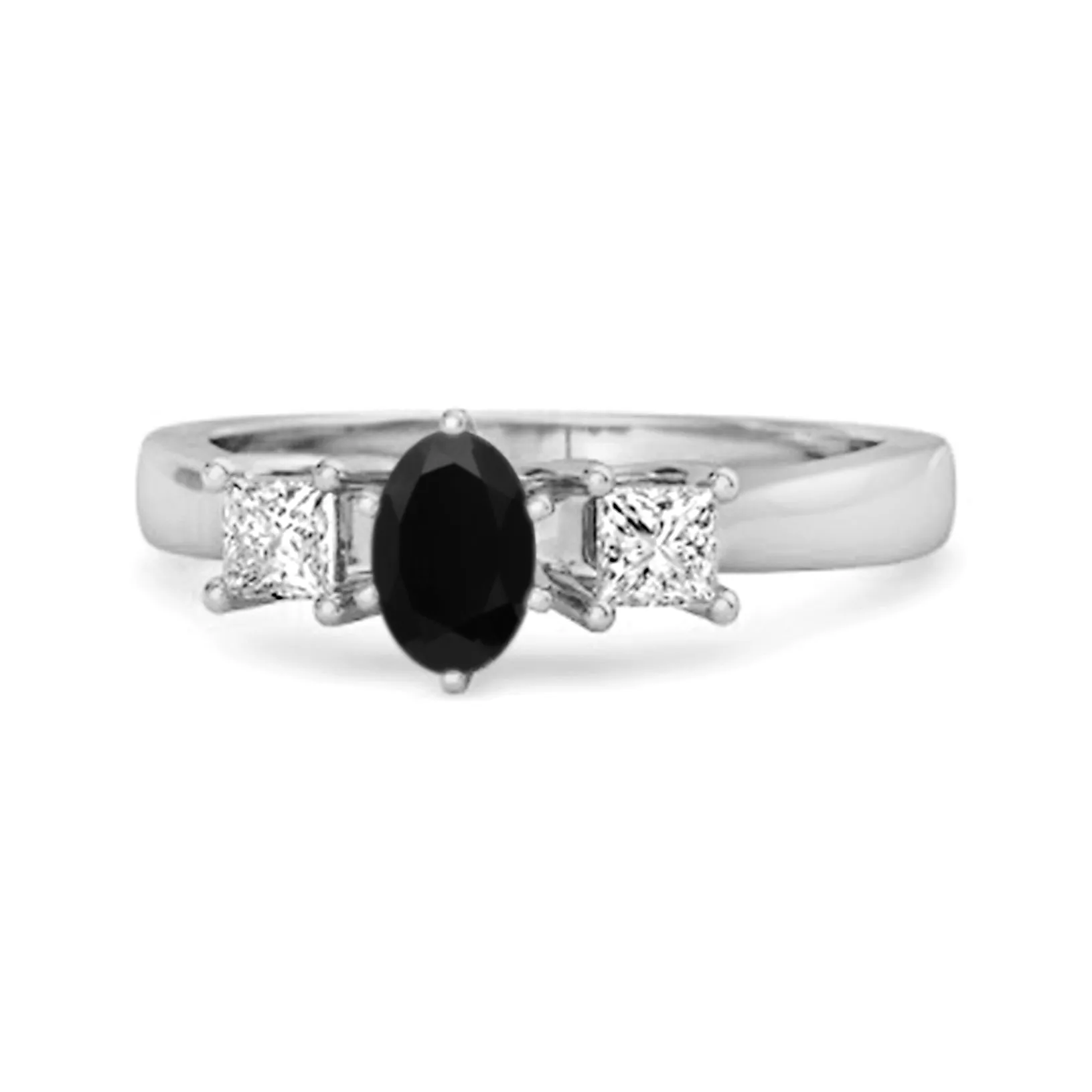 0.50 Ctw Black Spinel 925 Sterling Silver Three Stone Confession Ring