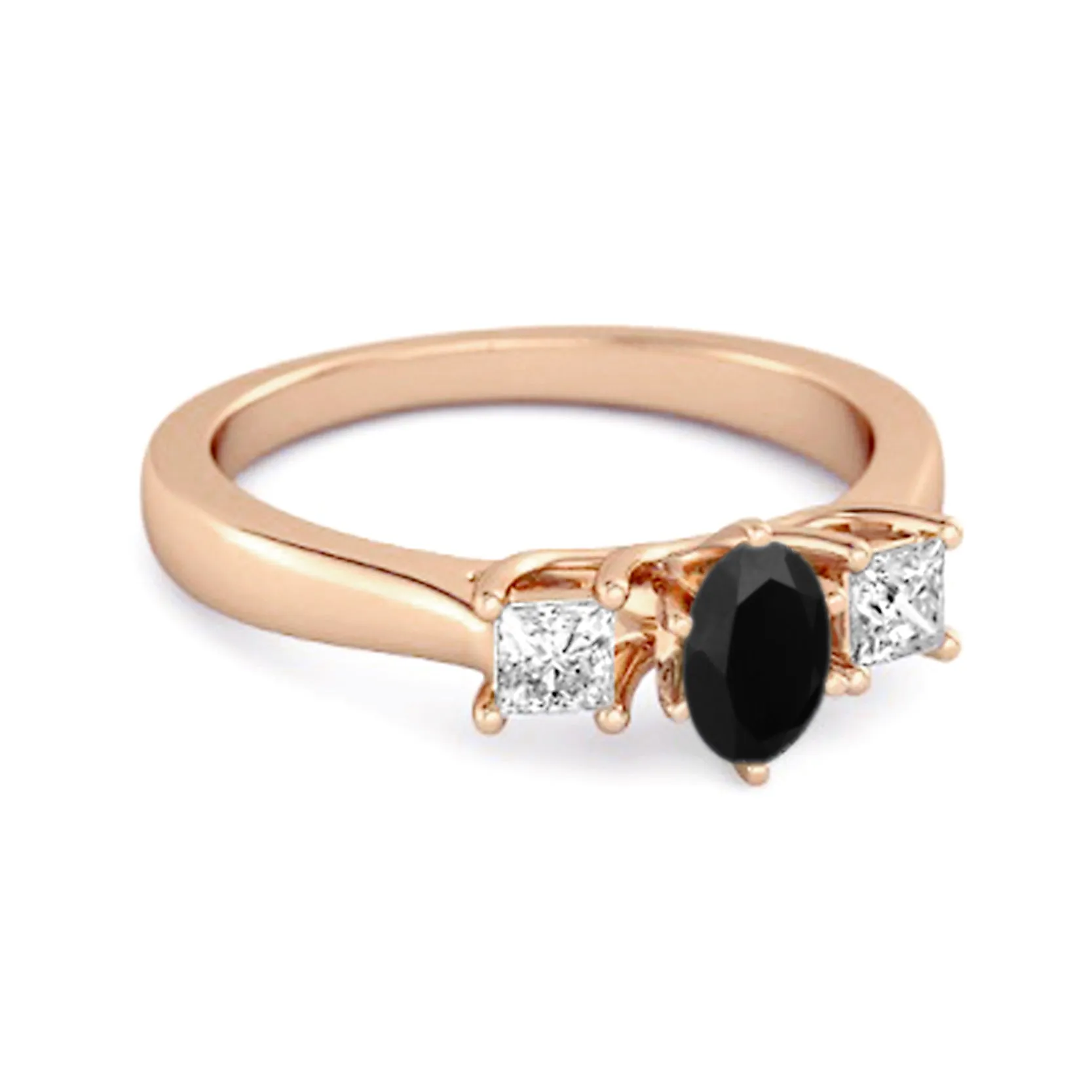 0.50 Ctw Black Spinel 925 Sterling Silver Three Stone Confession Ring