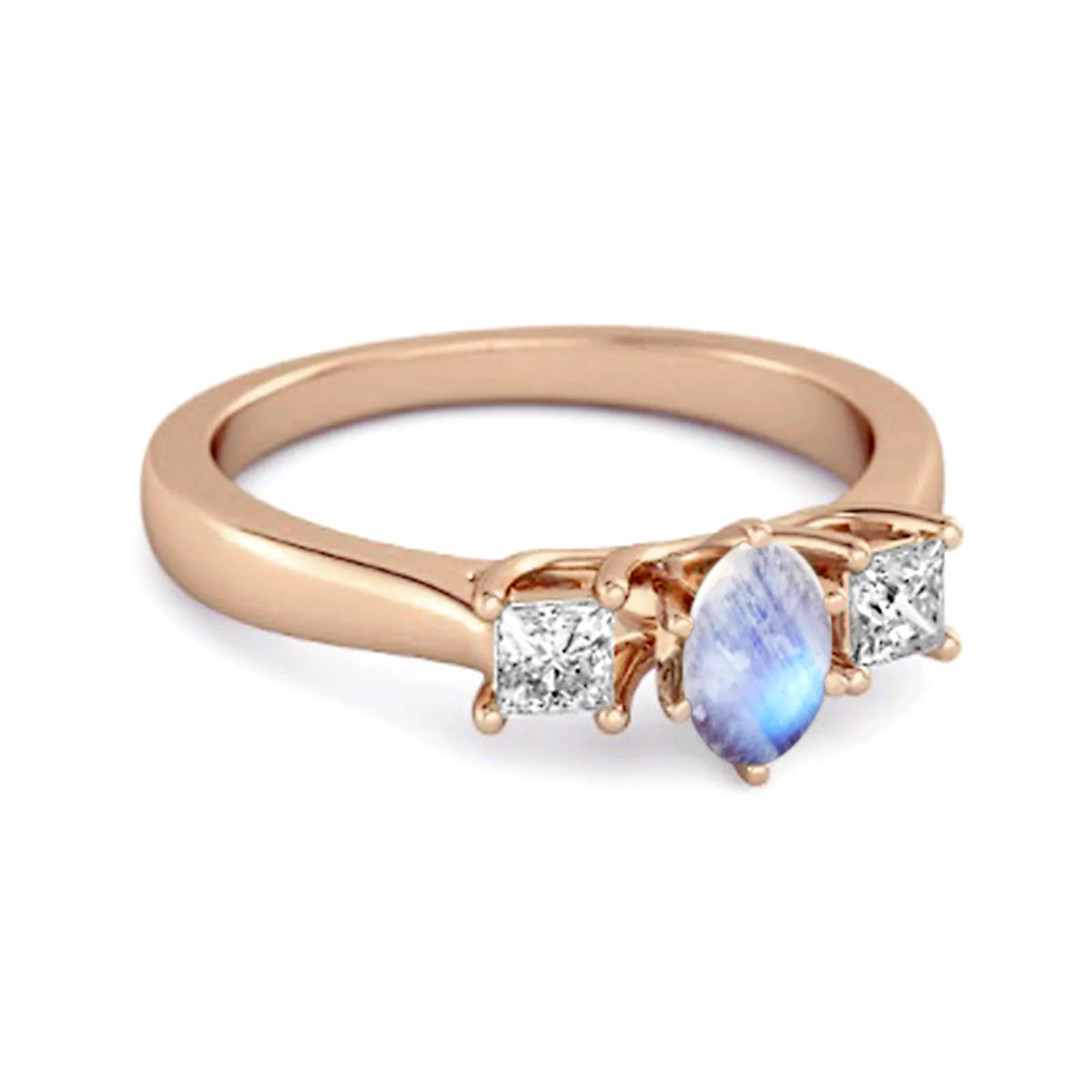 0.50 Ctw Moonstone 925 Sterling Silver Three Stone Confession Ring